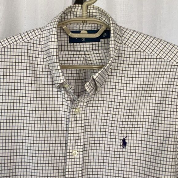 Ralph Lauren Long Sleeve Button Down Shirt Men’s Large Blue White Plaid - Picture 4 of 6